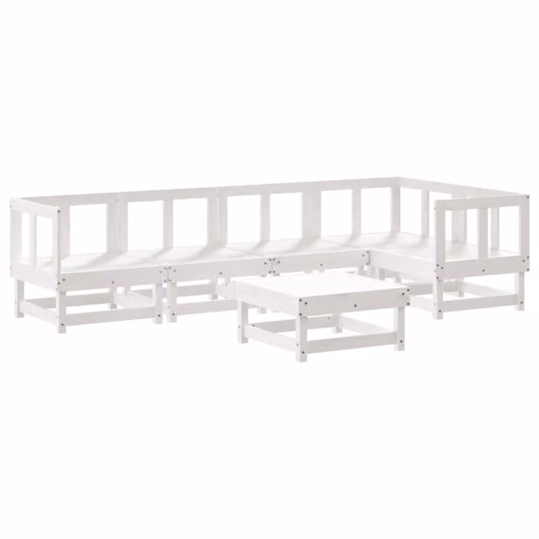 Set Salotto da Giardino 6 pz Bianco in Legno Massello di Pino