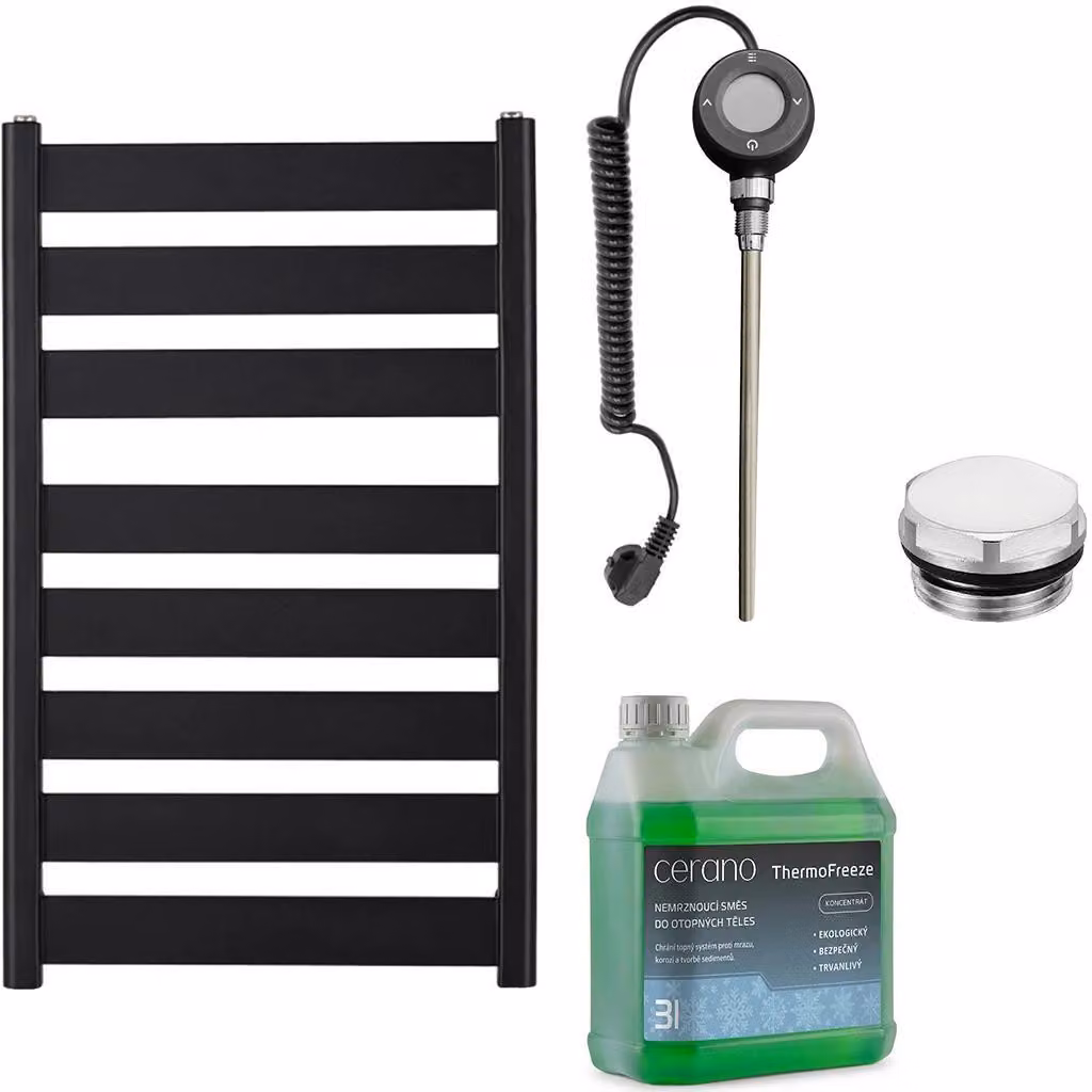 Set di radiatori elettrici da bagno Marco - Wi-Fi - 600W - nero opaco - 920x550 mm