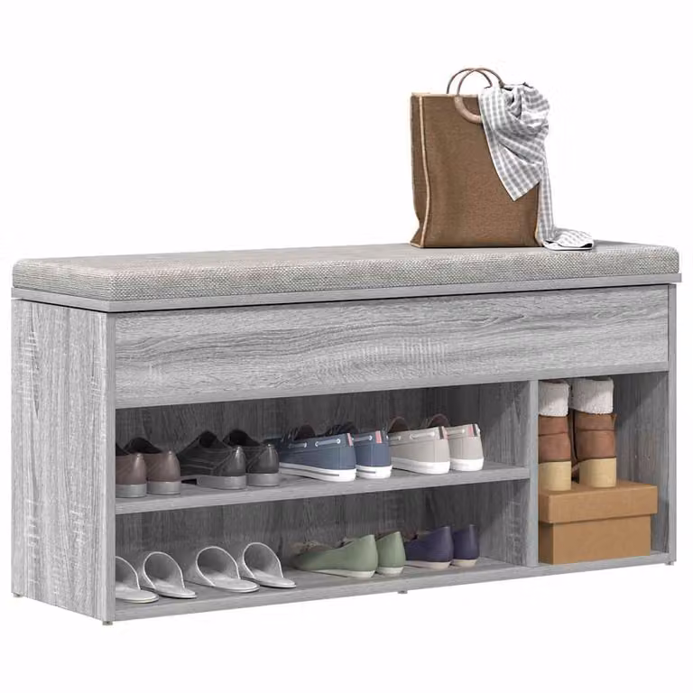 Scarpiera moderna vidaXL in legno e MDF, colore Grigio, L 102 x P 30,5 x H 45 cm
