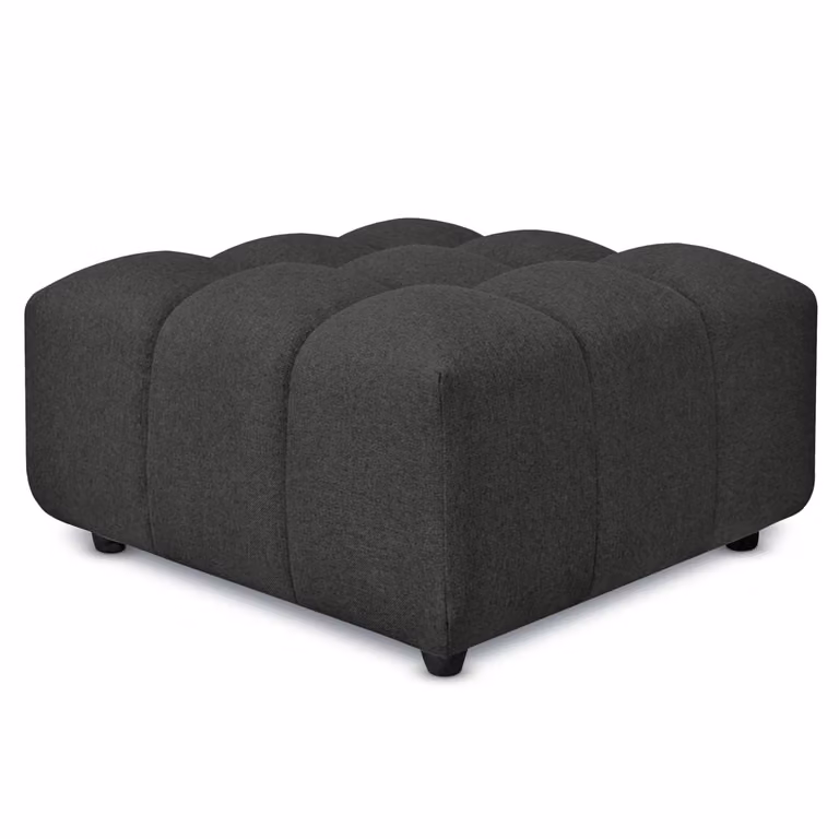 Pouf poggiapiedi con bombature morbide, Pouf Rubiq Antracite 60 x 60 cm