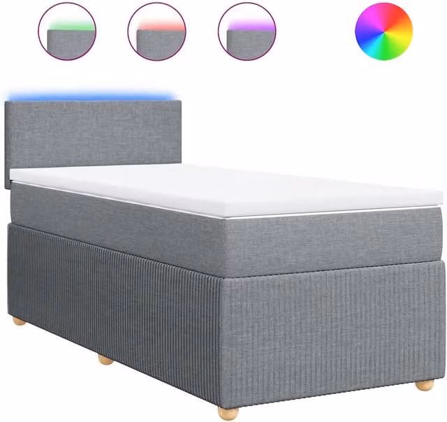 Letto singolo | Letto per adulti | Giroletto a Molle con Materasso Grigio Chiaro 80x200 cm Tessuto