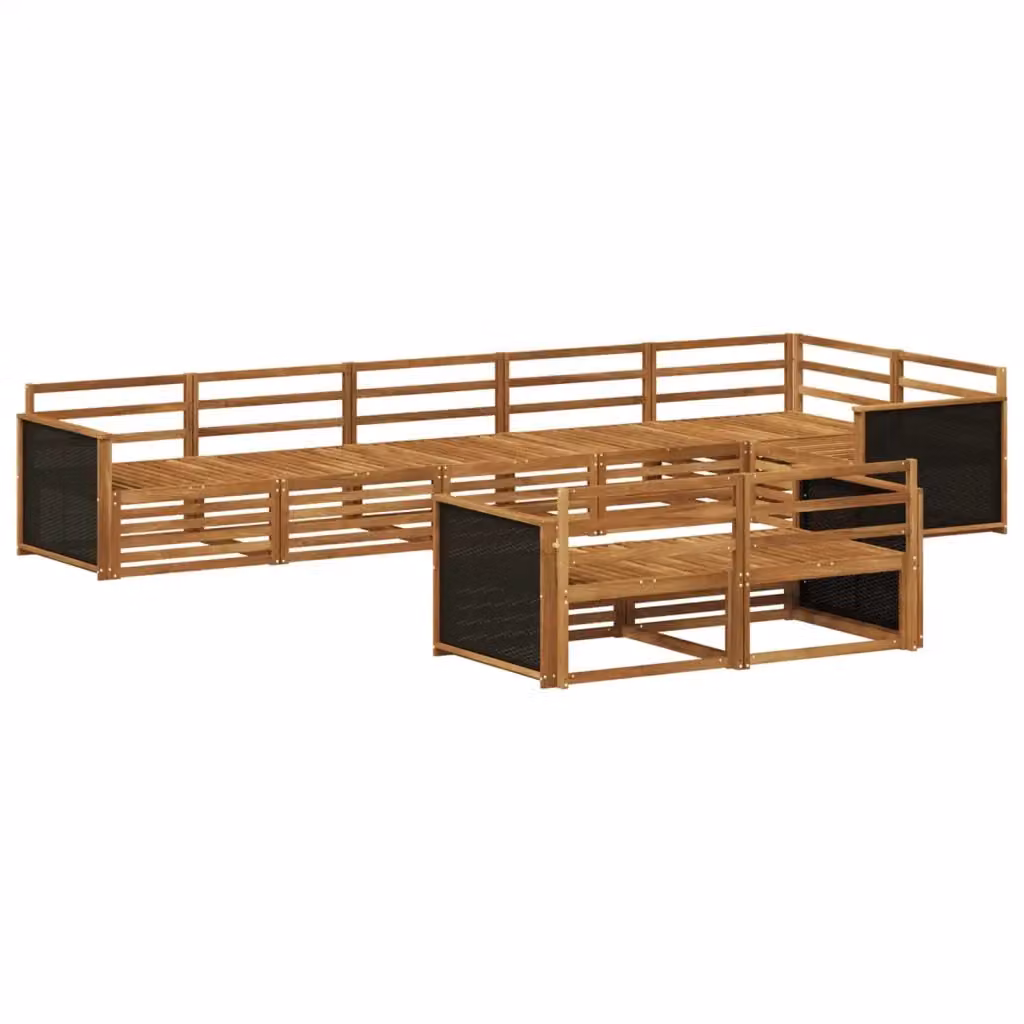 Set di divani da esterno a L vidaXL in legno di acacia marrone con cuscini inclusi – 2