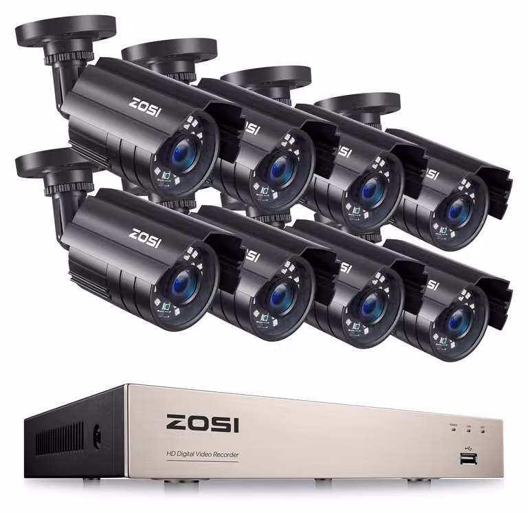 Kit di telecamere di sicurezza cablate - 8 pezzi - Risoluzione 1080p - Registratore DVR - Ideale per interni ed esterni
