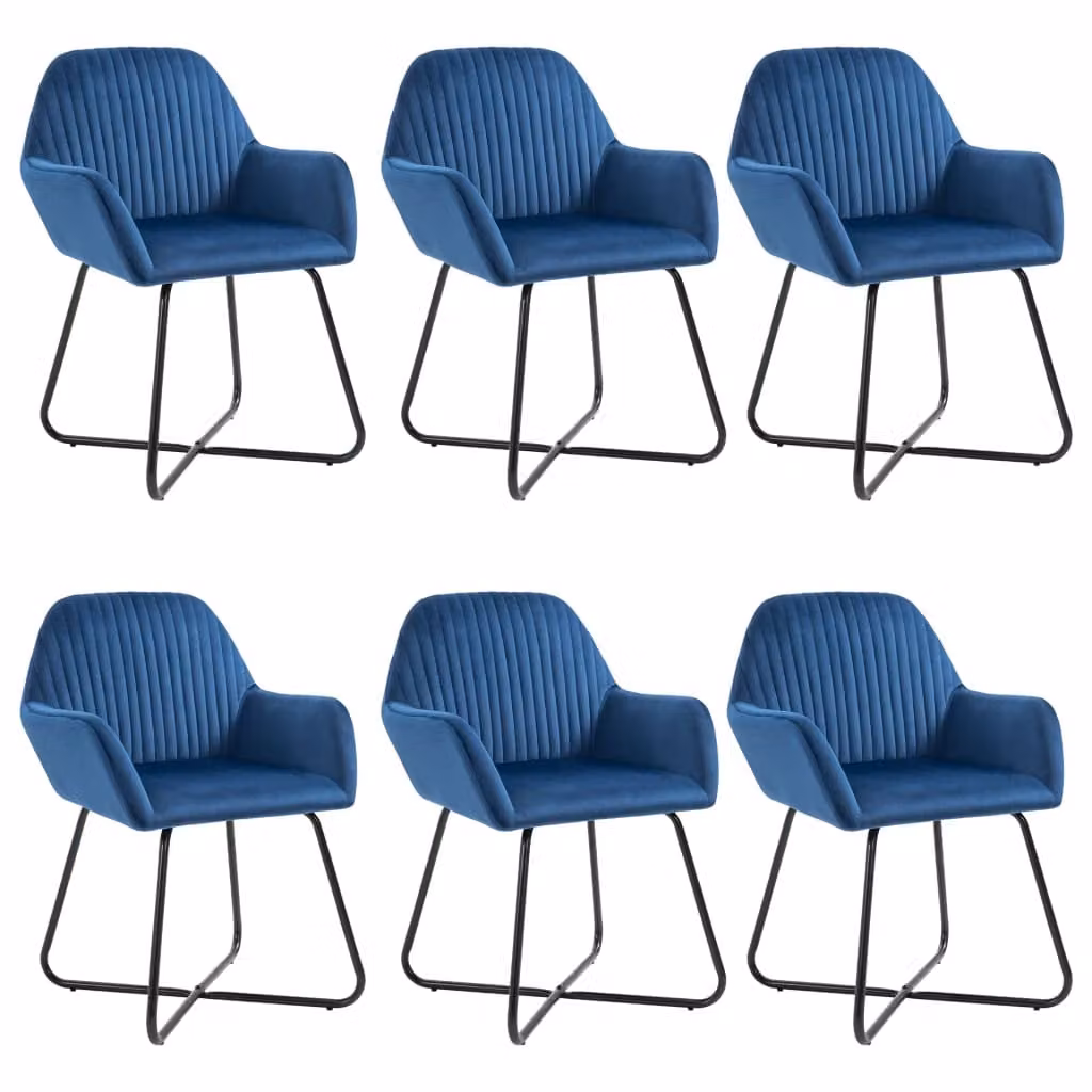 The Living Store sedie da pranzo 6 pz. Velluto blu