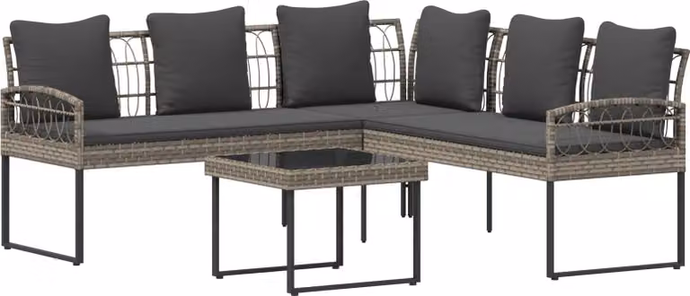 Set Divano da Giardino con cuscino 2 pcs Grigio