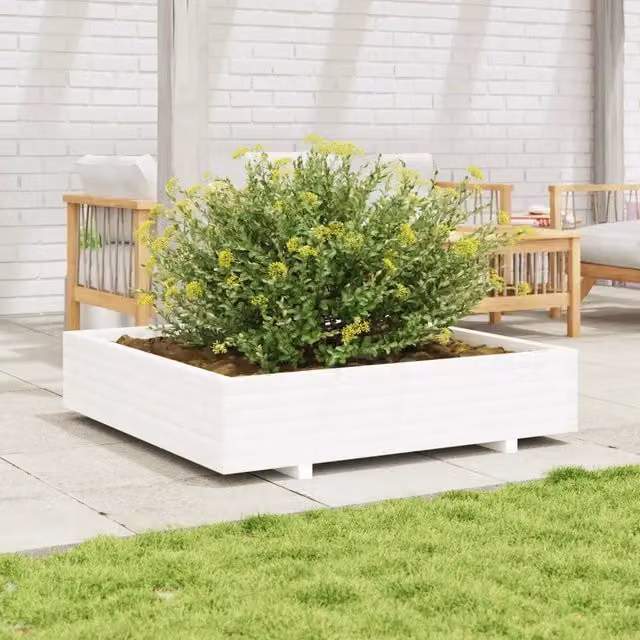 Fioriera da giardino Design Mania in legno di pino bianca L: 110 cm, P: 110 cm, H: 26,5 cm – 1