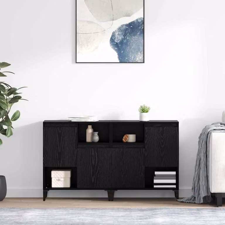 Set di 2 sideboard moderni vidaXL in rovere nero, L 60 cm x P 35 cm x H 70 cm