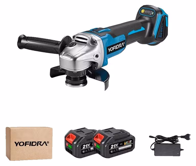 Smerigliatrice angolare, design senza fili, sistema a 4 velocità, set di 2 batterie (tipo A), set di 2 batterie (tipo A)