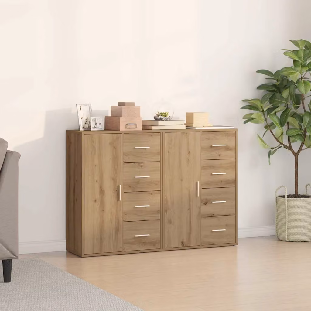 Set di 2 credenze vidaXL in rovere marrone con finitura opaca L 60 cm x P 31 cm x H 84 cm