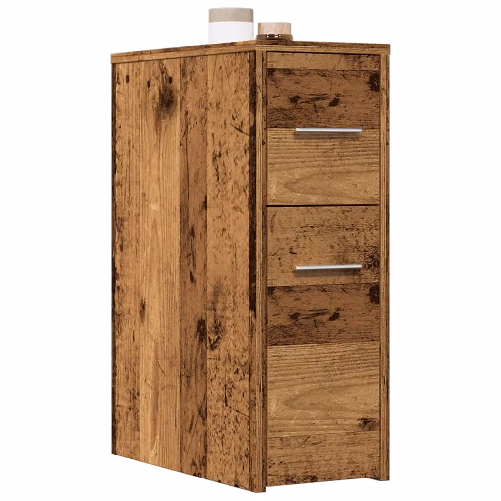 Armadietto da bagno stretto con ruote vidaXL in MDF colore marrone con cassetti e ante L: 44,0 cm, P: 22,0 cm, H: 61,5 cm