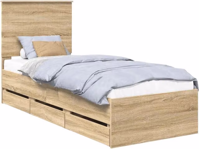 Letto singolo | Letto per adulti | Struttura del letto con cassetto Rovere Sonoma 75 x 190 cm