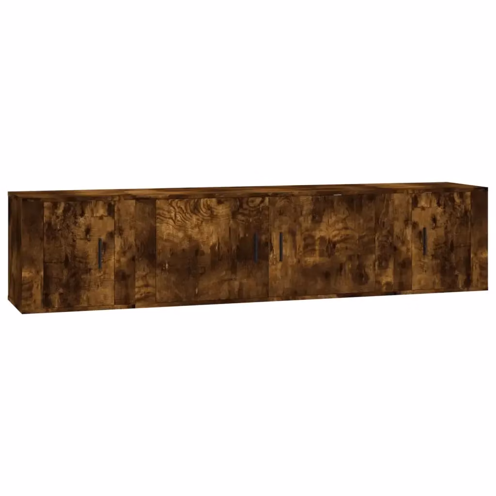 Set di mobili porta TV 3 pezzi vidaXL in legno multistrato color rovere fumo marrone per soggiorno – 2