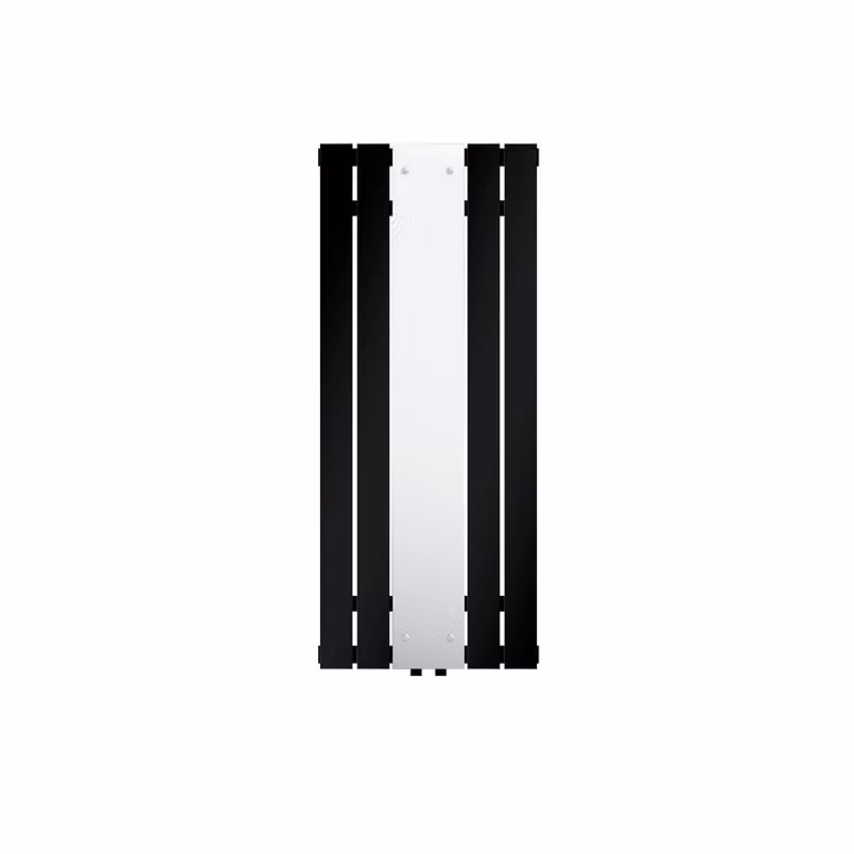 LuxeBath Radiatore da bagno centrale con specchio, 450x1200 mm, nero, raccordo universale ad angolo e diritto con termostato multiblock cromo