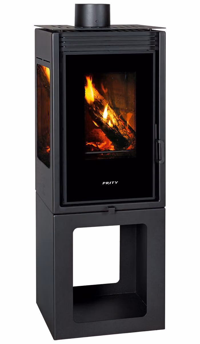 Stufa a legna Prity PMV3-TV 11 kW | 3 pannelli di visualizzazione per un'immagine perfetta della fiamma