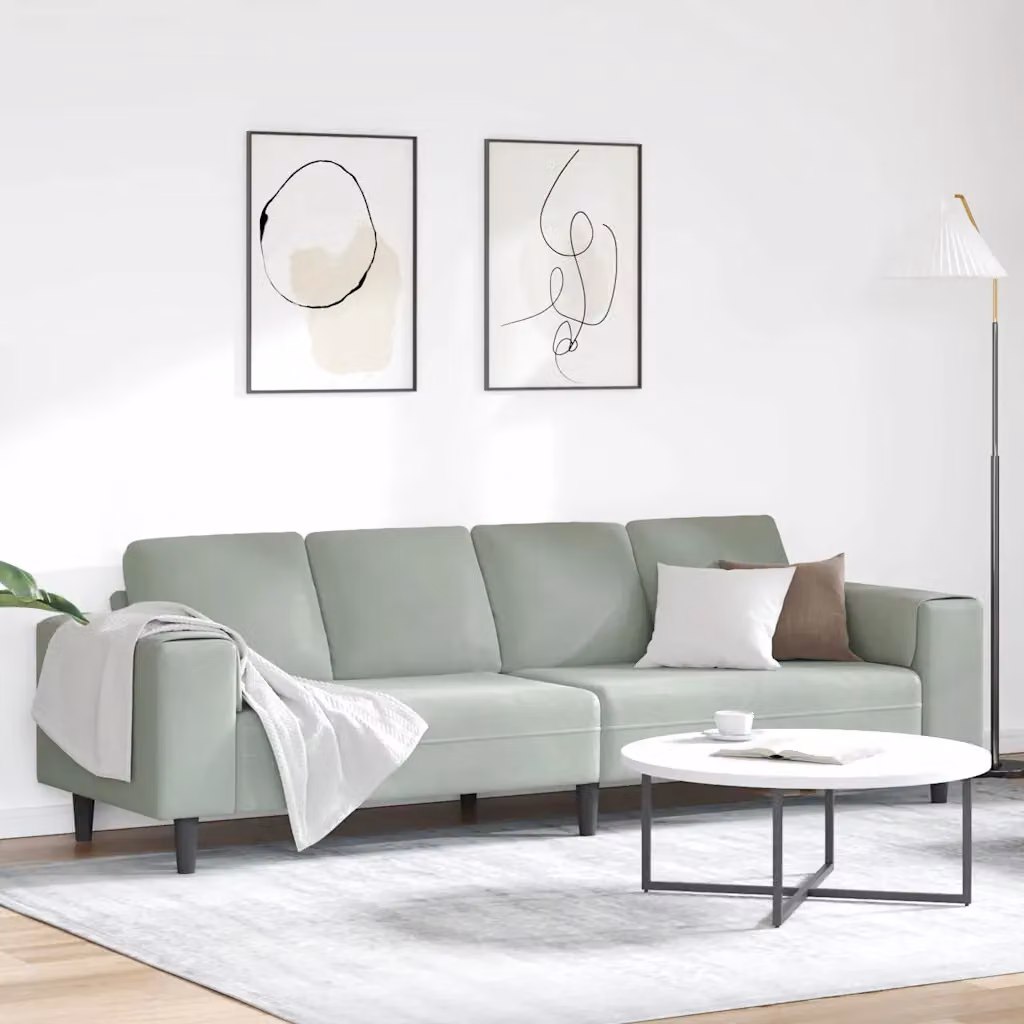 Divano moderno per soggiorno vidaXL in tessuto e similpelle grigio L: 250 cm, P: 77 cm, H: 76 cm