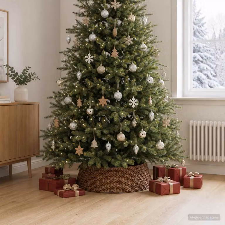 vidaXL Collare per Albero di Natale Rotondo Marrone Ø 105 x 28 cm