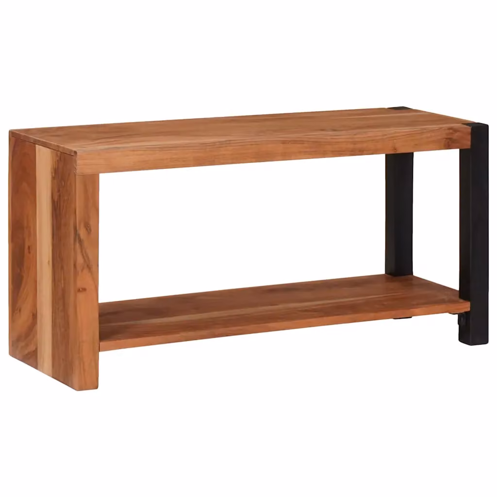 Libreria moderna vidaXL in legno di acacia e metallo, colore marrone e nero, L 80 x P 30 x H 40 cm