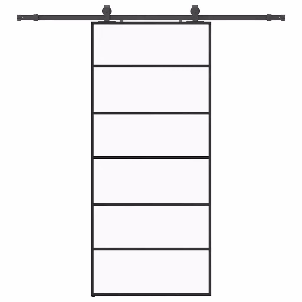 Porta Scorrevole Moderna VIDAXL in Vetro Trasparente con Telaio in Alluminio Nero L: 90 cm, H: 205 cm – 2