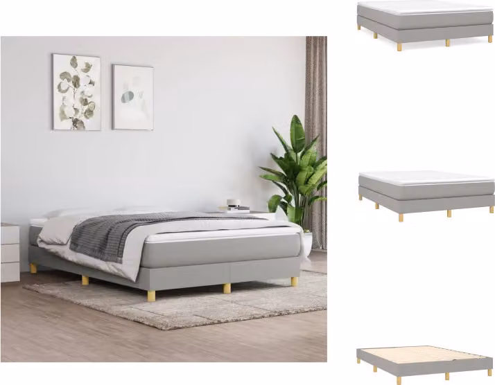 vidaXL Letto a molle con materasso grigio chiaro 140x190 cm in tessuto - Letti & strutture letto