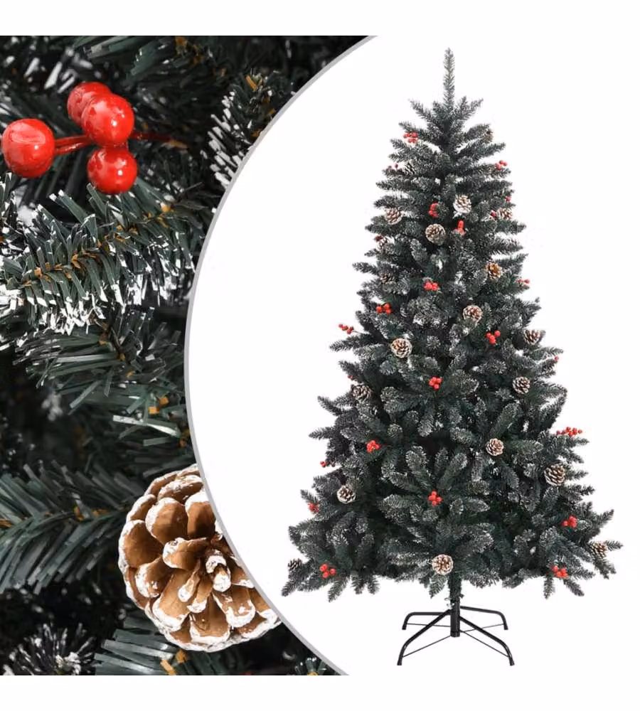 Albero di Natale Artificiale con Base Verde 150 cm PVC