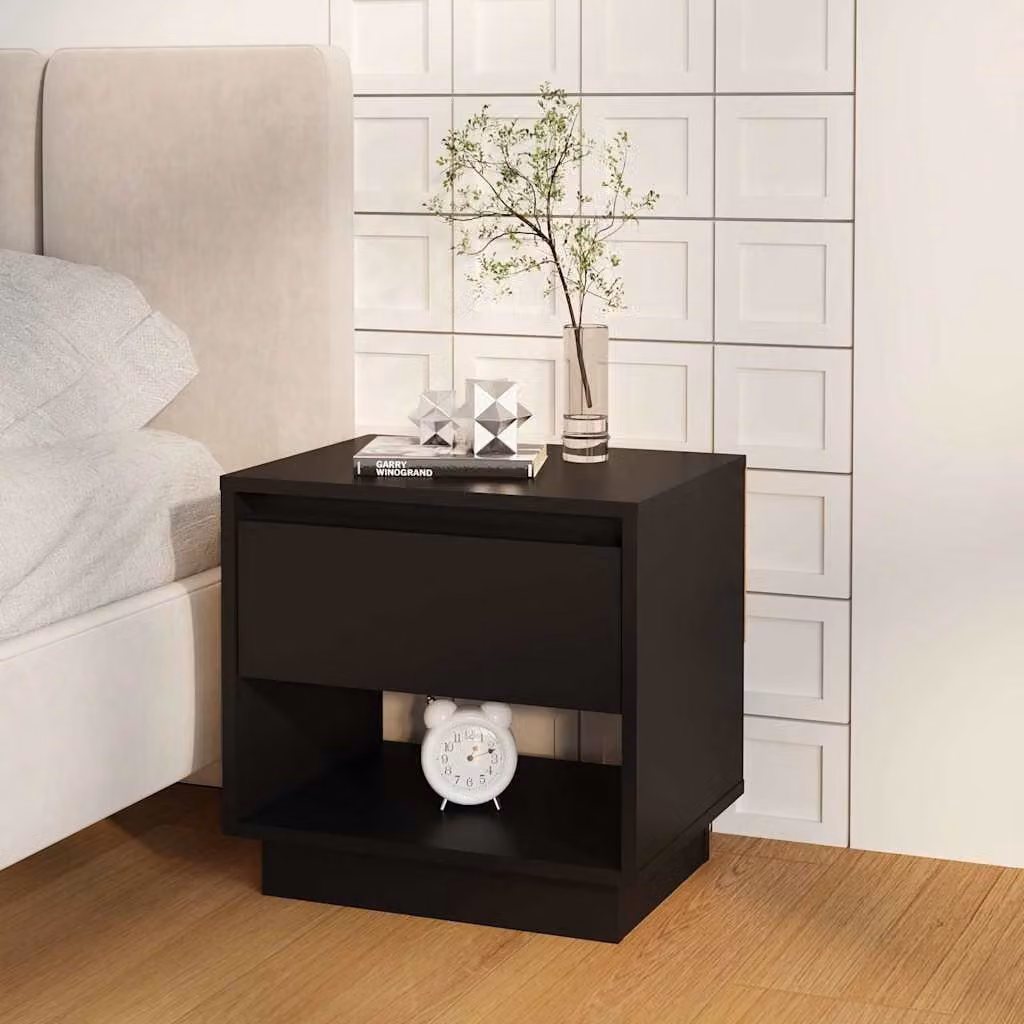 Comodino nero vidaXL in MDF per camera da letto L: 45 cm, P: 34 cm, H: 44 cm
