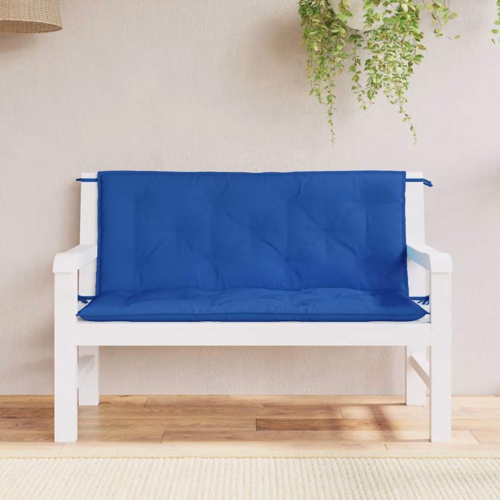Set di 2 cuscini per panca vidaXL in tessuto Oxford blu, impermeabili e traspiranti, L 120 x P 50 x H 7 cm