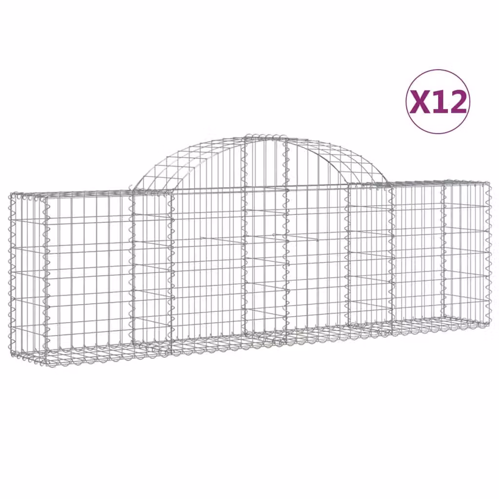 Cesti Gabbioni ad Arco 12 pz 200x30x60/80 cm Ferro Zincato