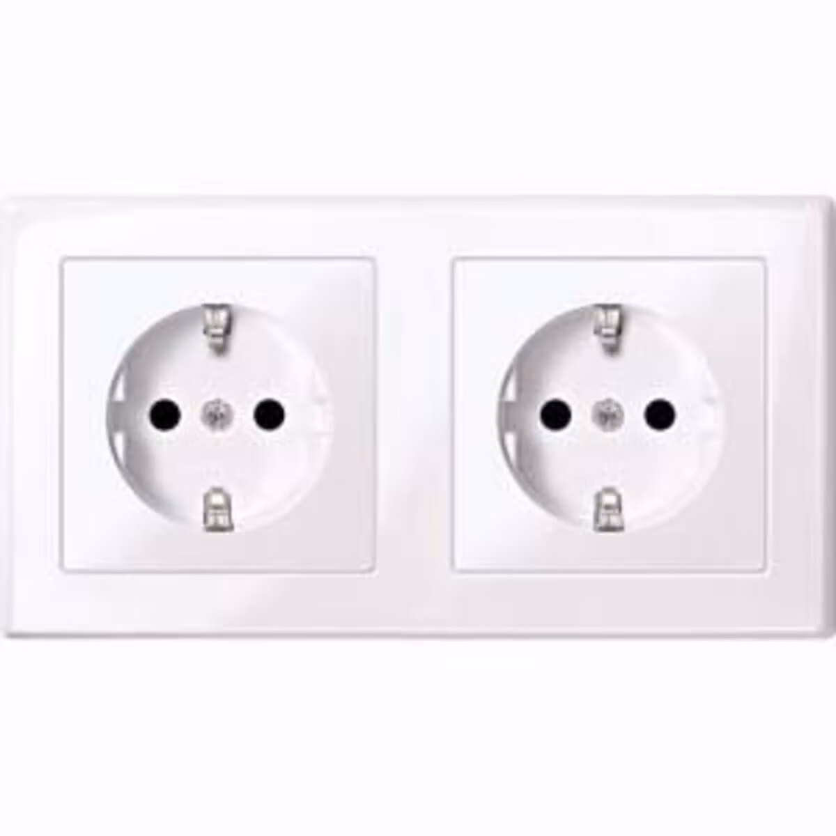Presa doppia SCHUKO, BRS, morsetti a innesto, bianco lucido, M-SMART