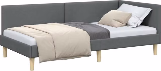 Letto singolo | Letto per adulti | Cornice del letto ad angolo Grigio scuro 80 cm x 200 cm