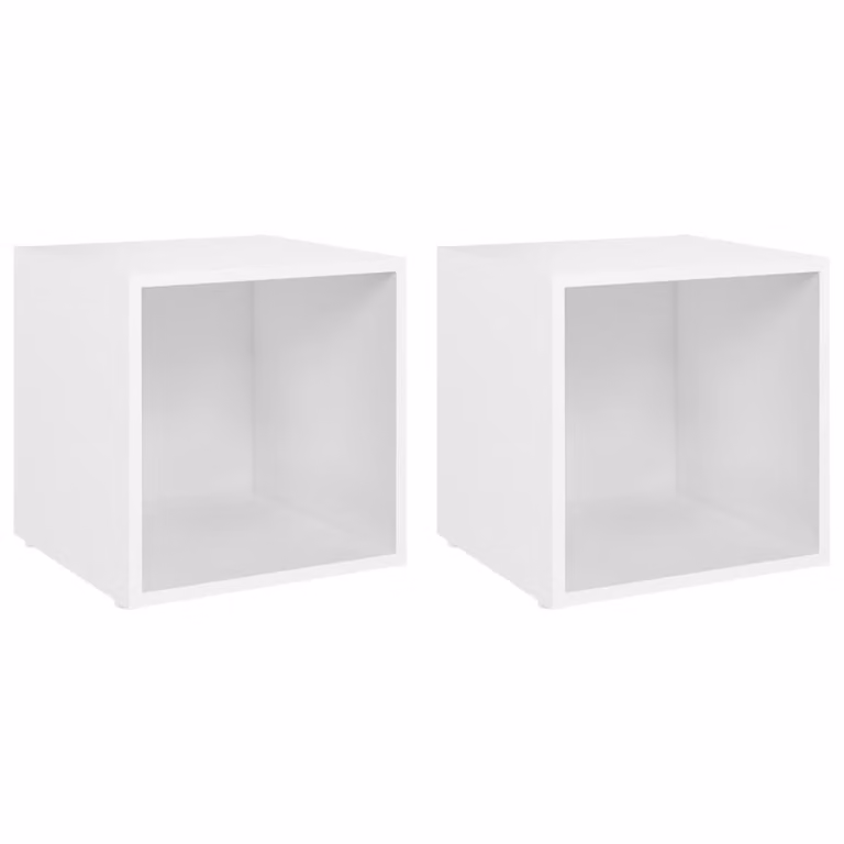 Mobili Porta TV 2 pz Bianco 37x35x37 cm in Legno Multistrato