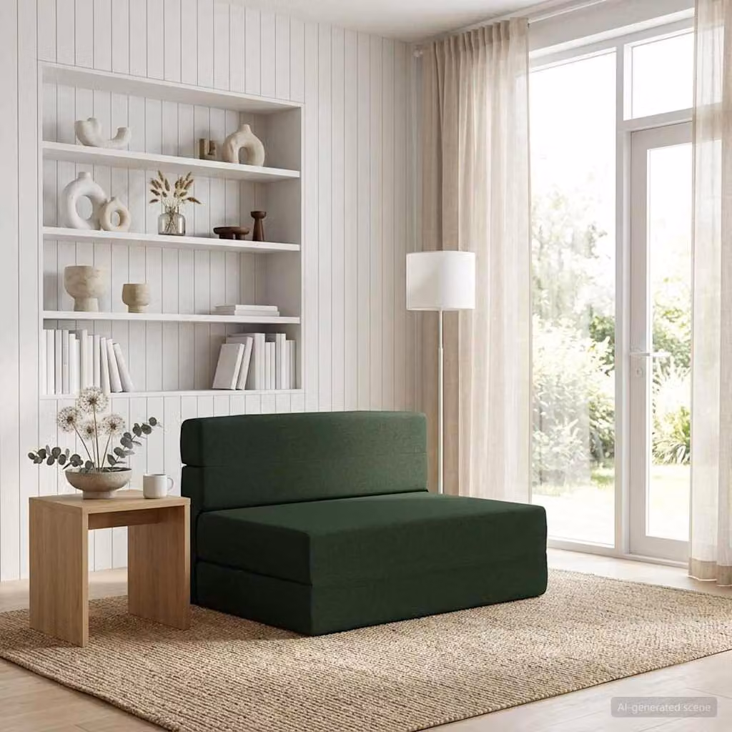 vidaXL Divano Letto Pieghevole Moderno in Tessuto Verde, L 70 x P 72 x H 60 cm