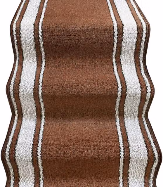 Passatoia EMMEVI per scale e ingresso, stile classico a righe, marrone, antiscivolo e lavabile, L: 67 cm x P: 900 cm – 1