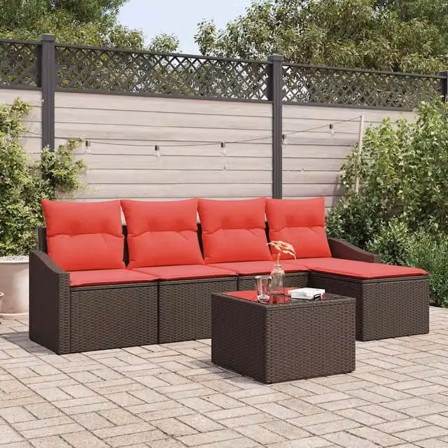 Set di divani 6 pz Marrone polyrattan 3346694