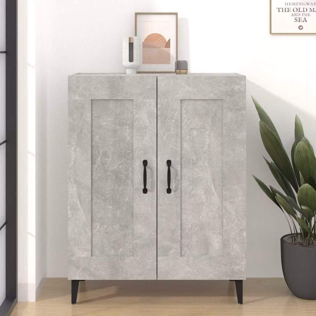 Credenza vidaXL Grigio in Legno e Metallo per Soggiorno e Sala da Pranzo L: 69,5 cm, P: 34 cm, H: 90 cm