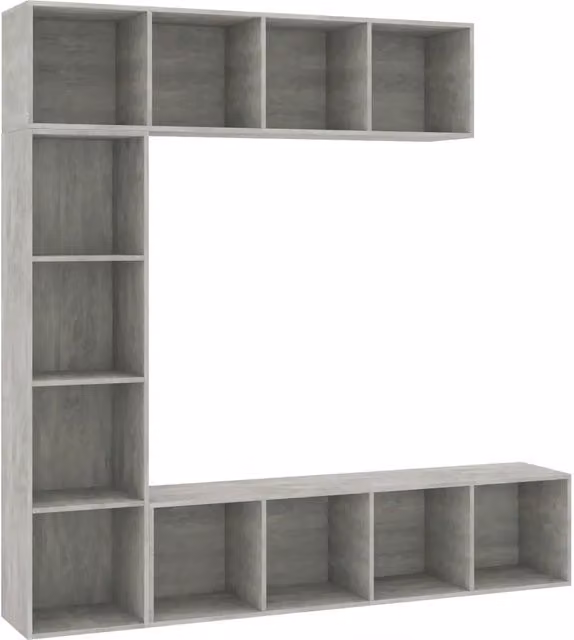 Set Mobili Libreria/Porta TV 3 pz | Armadietto TV | Mobile Porta TV Grigio Cemento 180x30x180 cm