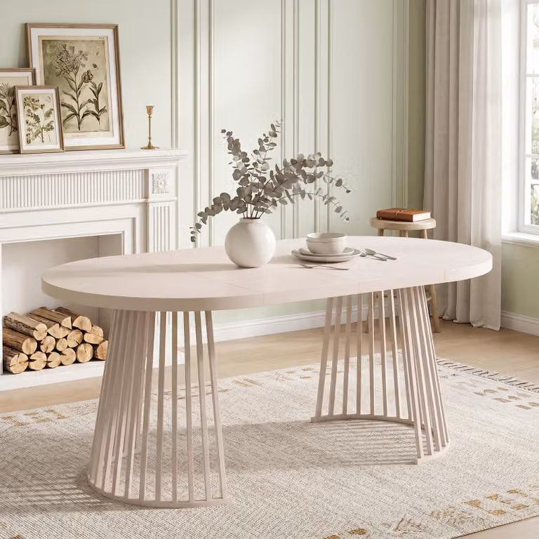 Tavolo allungabile Flieks con struttura telescopica a due sezioni, piano rinforzato, tavolo da pranzo, tavolo da cucina 100/138/176 x 100 x 76 cm, color cashmere