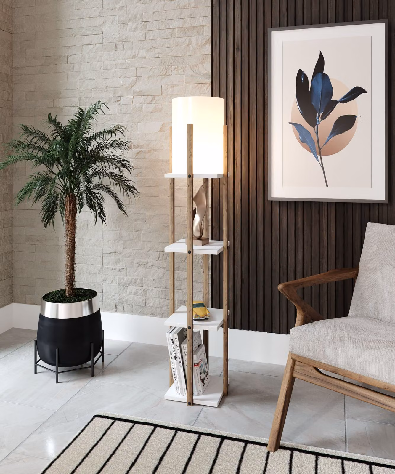 Opviq, Nora - White, lampade da terra, bianco, in MDF, 21 x 21 x 135 cm