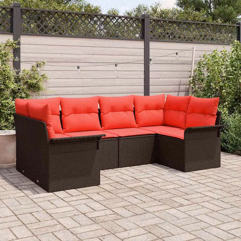Maison Exclusive - Set da giardino con divano a 6 posti, color marrone, in rattan sintetico