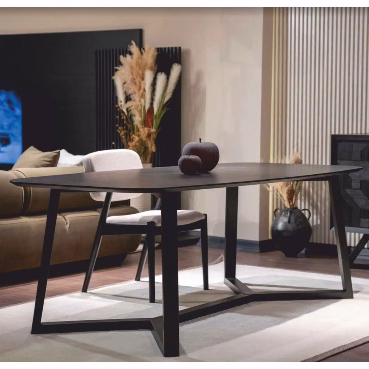 Casa Padrino tavolo da pranzo in legno massiccio nero 220 cm - Mobili per la sala da pranzo
