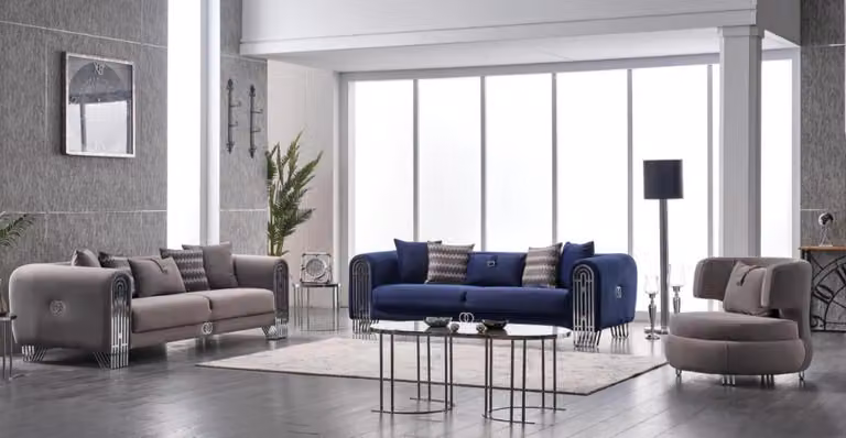 Sofagarnitur 331 Sitzer Luxus Stoff Set 3 tlg Polstersofa Textil Möbel