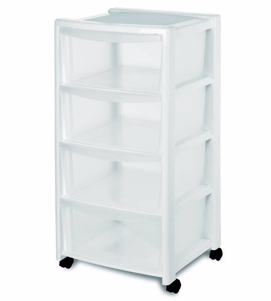 Stefanplast Cassettiera 4 Cassetti Libera Bianca - 40x40x80 cm - Pratica e Funzionale