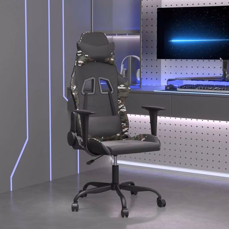 Sedia da Gaming vidaXL con Massaggio, Multicolore e Nero in Similpelle, con Braccioli e Ruote, Ruotabile a 360 Gradi