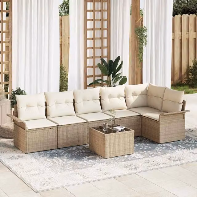 Set Divano da Giardino 7 pz Beige polyrattan 3354060
