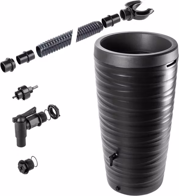 Serbatoio per acqua piovana KADAX da 240 litri, contenitore per acqua con rubinetto e grande recipiente.