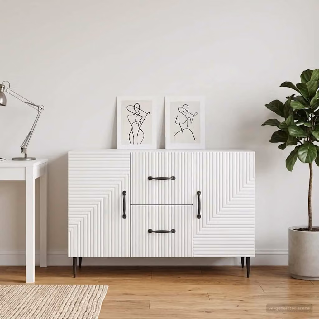 Credenza moderna vidaXL in bianco lucido in legno ingegnerizzato L/P/H: 89 x 34,5 x 60 cm