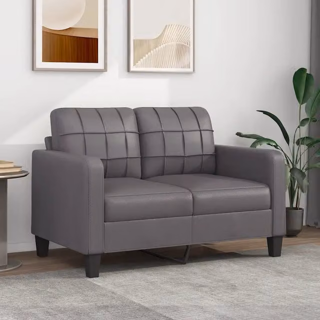 Divano a 2 posti moderno vidaXL in similpelle grigio con struttura in metallo
