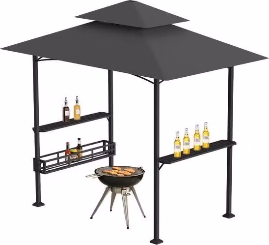 Tenda barbecue MERKLOOS grigia e nera con doppia copertura in metallo e poliestere, L/P/H: 238 x 148 x 250 cm
