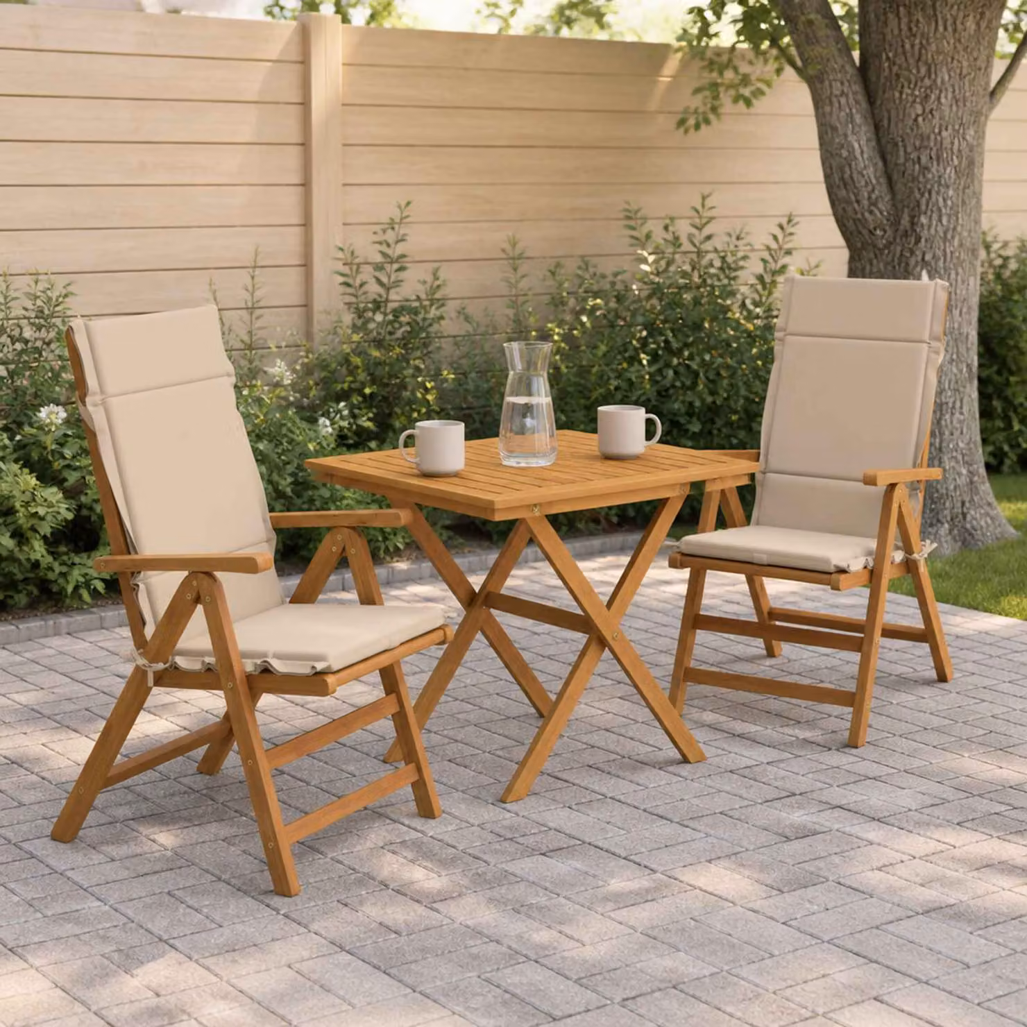 Set di 2 cuscini per sedia alta vidaXL GEMERT in poliestere beige con imbottitura in schiuma e rivestimento rimovibile