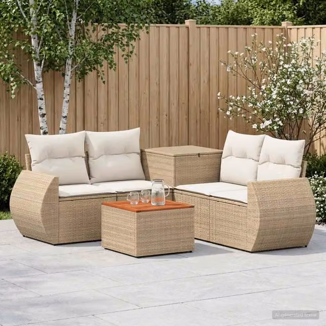 Set di divani 6 pz Beige e Bianco Crema 55 x 55 x 37 cm 3447526