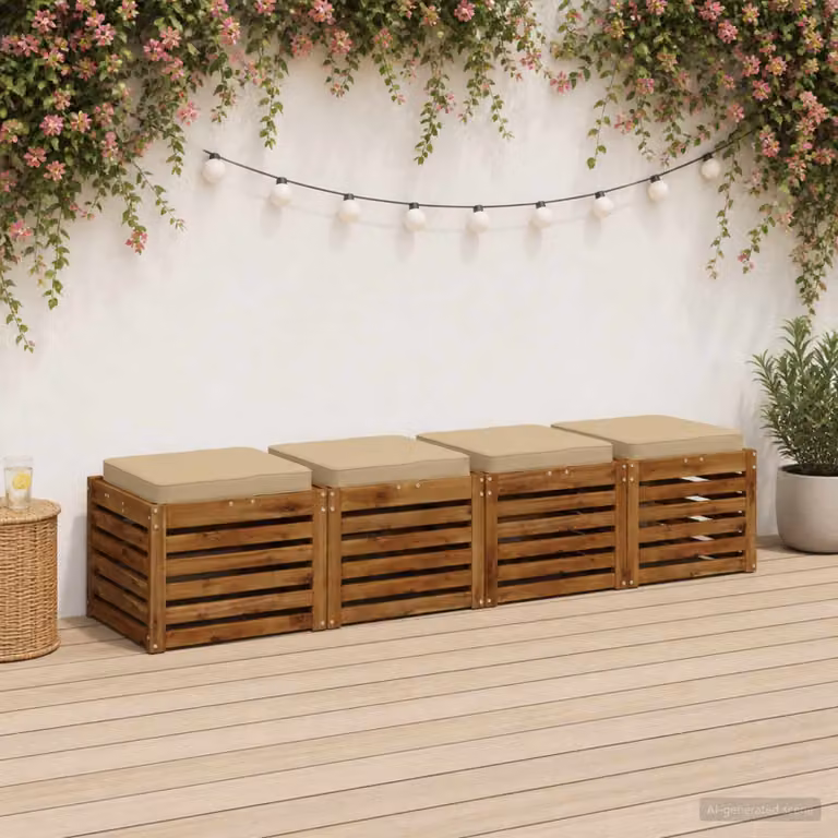 Set di 4 cuscini per sedia vidaXL VUGHT in poliestere beige con rivestimento rimovibile e lavabile